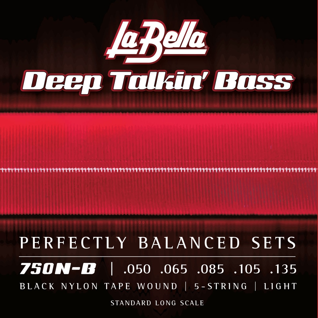 La Bella Black Nylon Tape | Muta di corde lisce per basso 5 corde