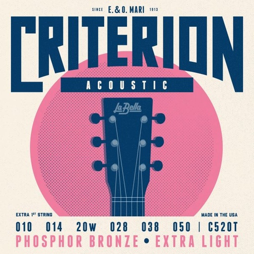 [C520T] La Bella Criterion Phosphor Bronze | Muta di corde per chitarra acustica (010-014-020-028-038-050)