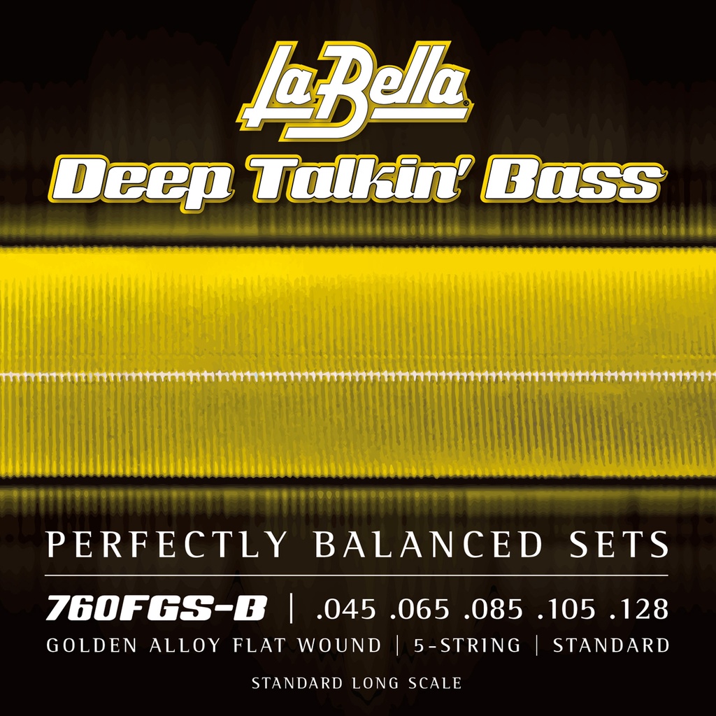 La Bella Deep Talkin' Bass Gold Flats 760FGS-B | Muta di corde lisce per basso 5 corde, 045-128