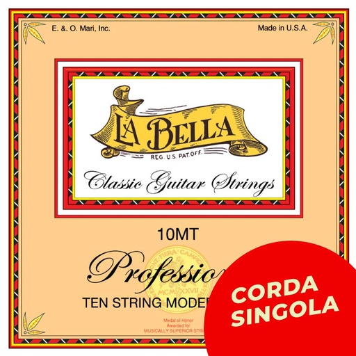 Corda singola La Bella per chitarra classica 10 corde, modello 10MT Professional