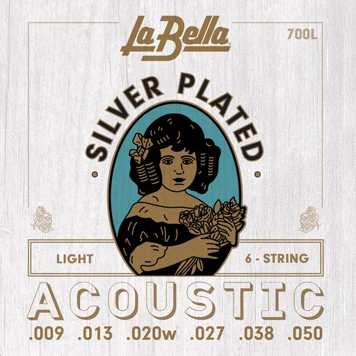 [700L] La Bella Silver Plated | Muta di corde per chitarra acustica (009-013-020w-027-038-050)