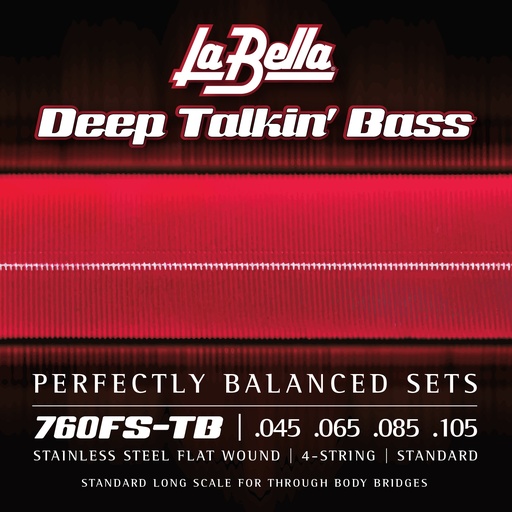 [760FS-TB] La Bella Stainless Steel Flat Wound | Muta di corde lisce per basso 4 corde thru-body