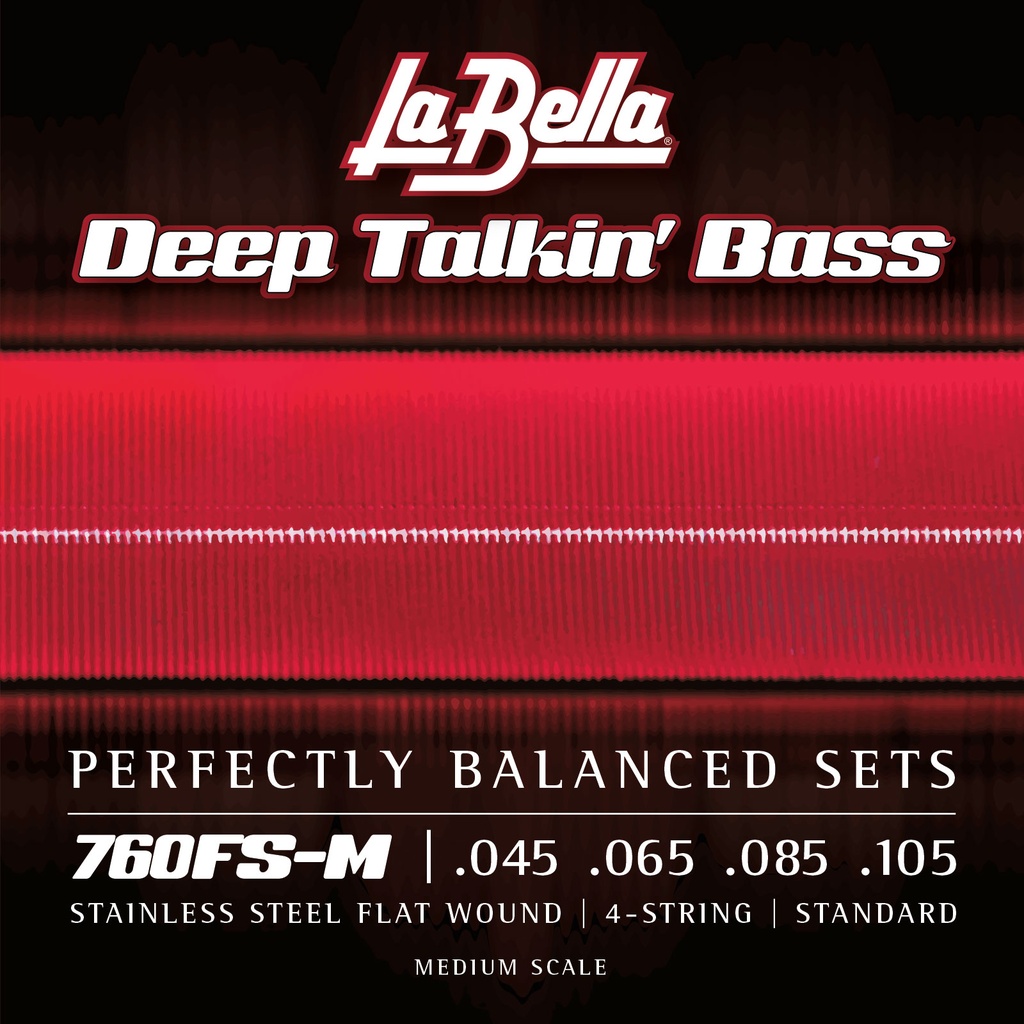 La Bella Stainless Steel Flat Wound | Muta di corde lisce per basso 4 corde a scala media