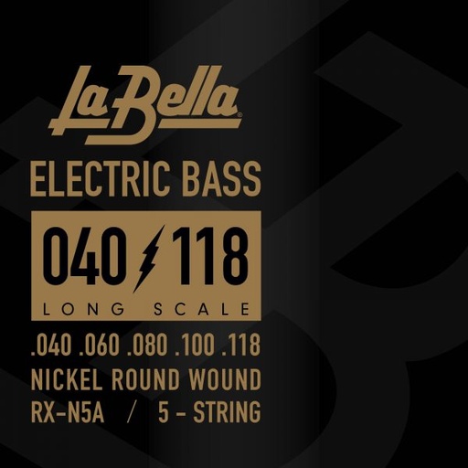 [RX-N5A] La Bella RX Nickel-Plated | Muta di corde per basso 5 corde (040-060-080-100-118)