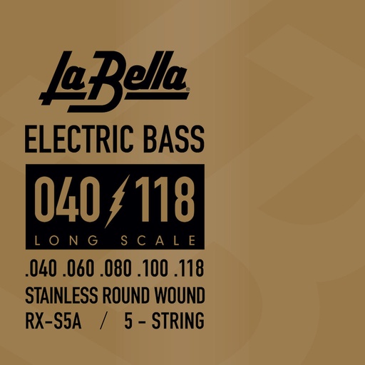 [RX-S5A] La Bella RX Stainless Steel | Muta di corde per basso 5 corde (040-060-080-100-118)