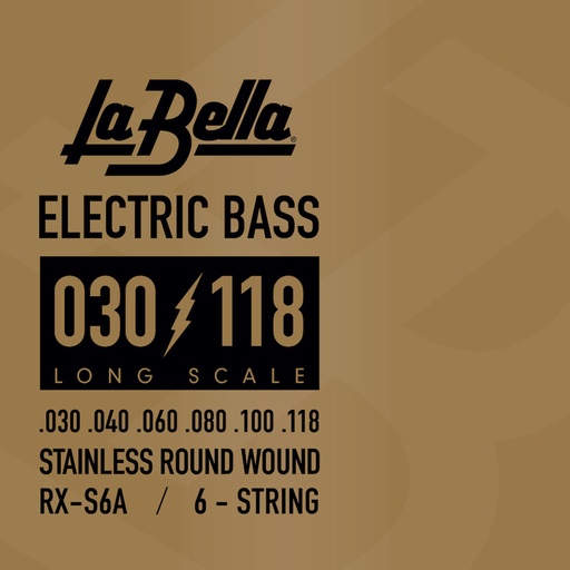 [RX-S6A] La Bella RX Stainless Steel | Muta di corde per basso 6 corde (030-040-060-080-100-118)