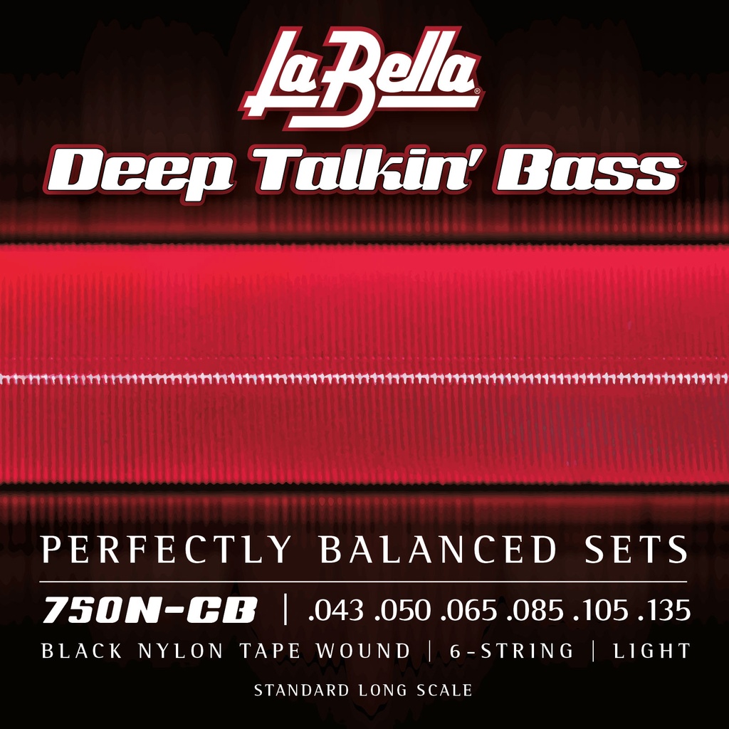 La Bella Black Nylon Tape | Muta di corde lisce per basso 6 corde