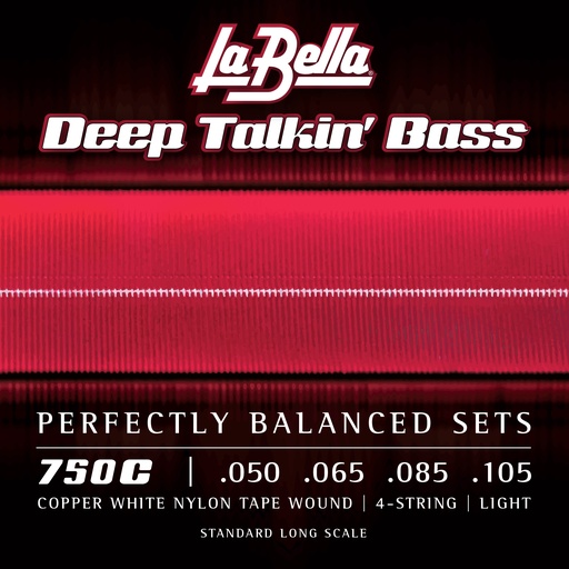 [750C] La Bella Copper White Nylon Tape | Muta di corde lisce per basso 4 corde (050-065-085-105)