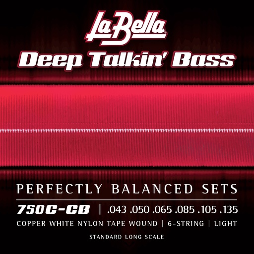 [750C-CB] La Bella Copper White Nylon Tape | Muta di corde lisce per basso 6 corde (043-050-065-085-105-135)