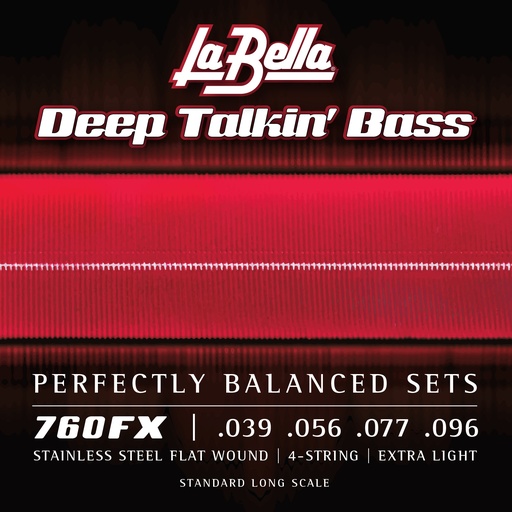 [760FX] La Bella Stainless Steel Flat Wound | Muta di corde lisce per basso 4 corde (039-056-077-096)