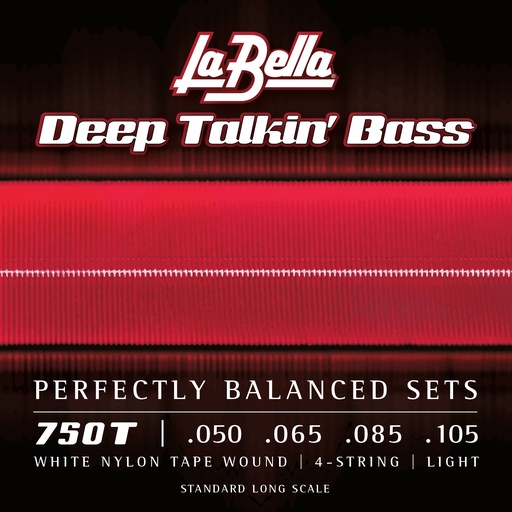 [750T] La Bella White Nylon Tape | Muta di corde lisce per basso 4 corde (050-065-085-105)