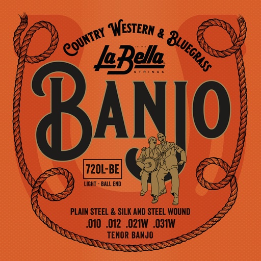 [720L-BE] La Bella Banjo | Muta di corde per banjo 4 corde (Bassa, Pallino singolo)