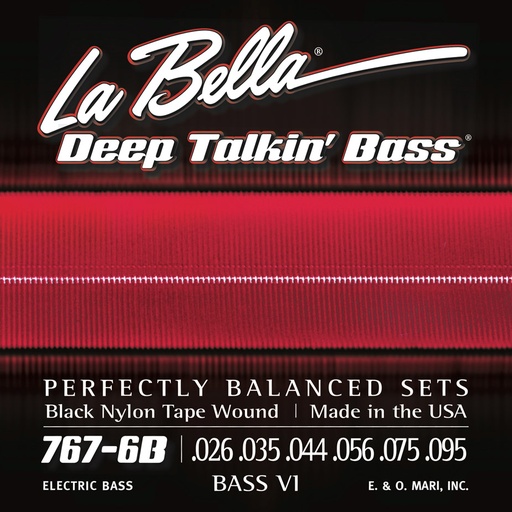 [767-6B] La Bella Bass VI 767 | Muta di corde per chitarra Fender® Bass VI (Black Nylon Tape Wound)