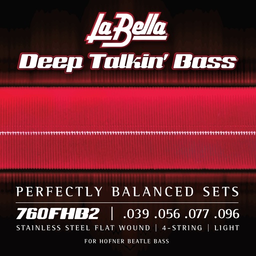 [760FHB2] La Bella Deep Talkin' Bass | Muta di corde per basso Beatle Höfner® (039-056-077-096, Stainless steel Flat Wound)