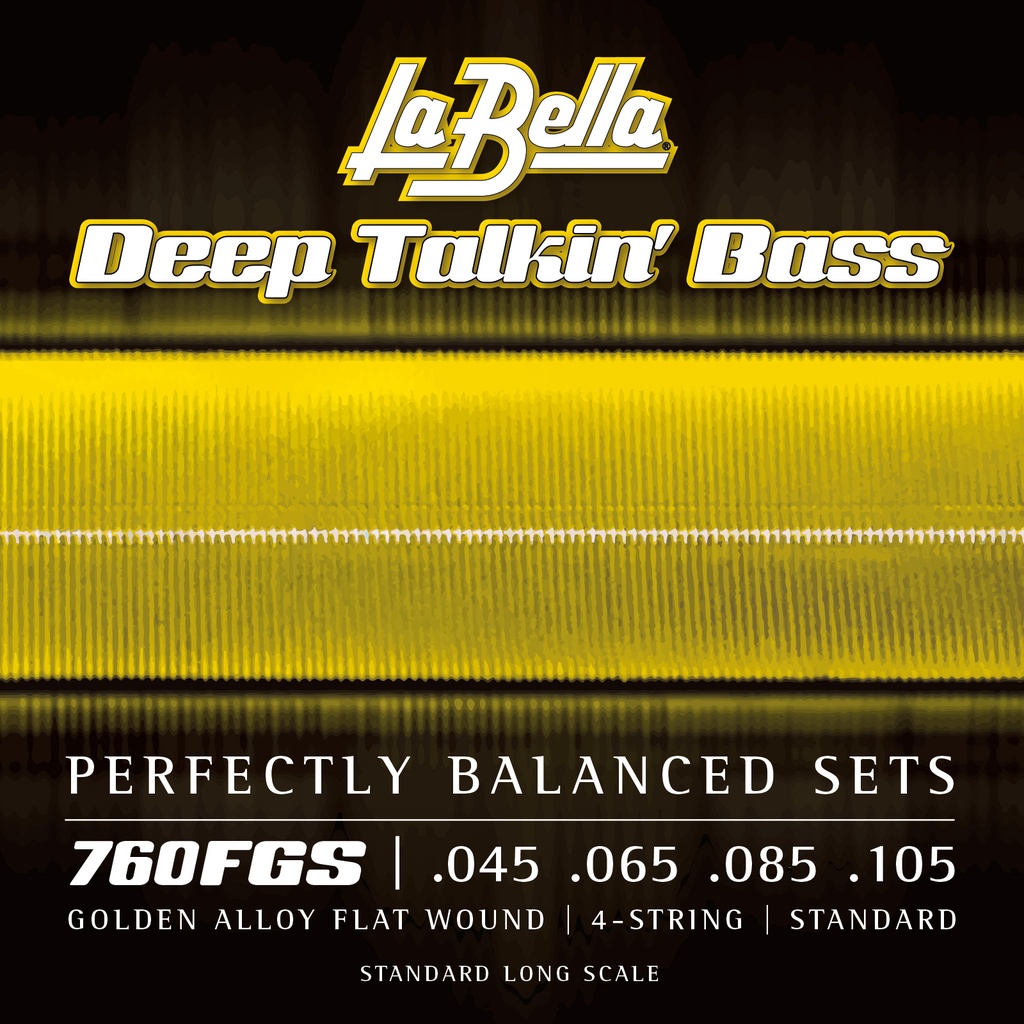 La Bella Deep Talkin' Bass Gold Flats 760FGS | Muta di corde lisce per basso 4 corde, 045-105