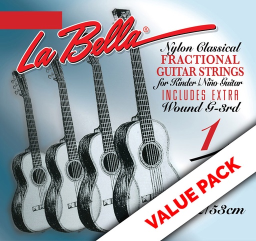 La Bella FG12PK | Pack mute di corde per chitarra kinder 1/2 3/4 7/8