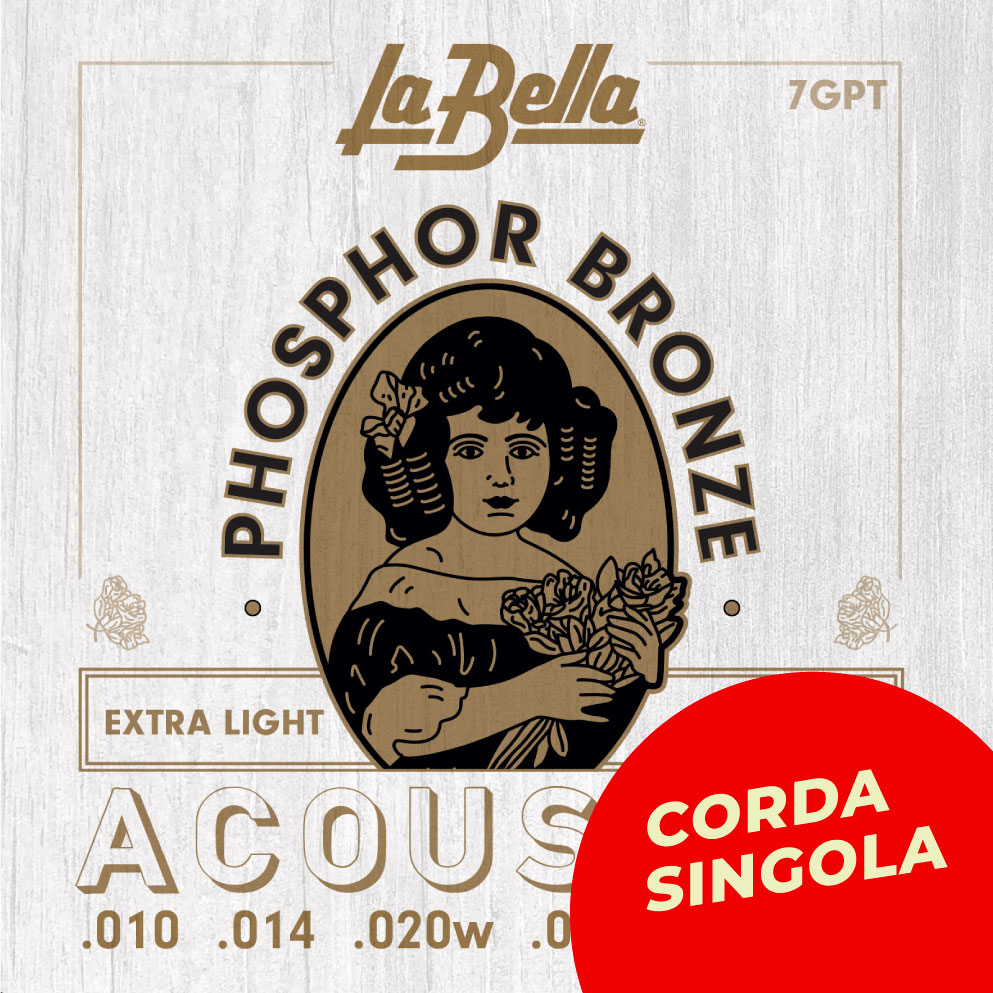 Corda singola La Bella per chitarra acustica, modello 7GPT Phosphor Bronze