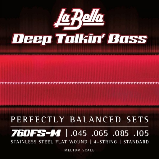 [760FS-M] La Bella Stainless Steel Flat Wound | Muta di corde lisce per basso 4 corde a scala media