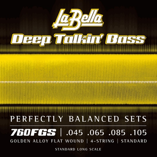[760FGS] La Bella Deep Talkin' Bass Gold Flats 760FGS | Muta di corde lisce per basso 4 corde, 045-105