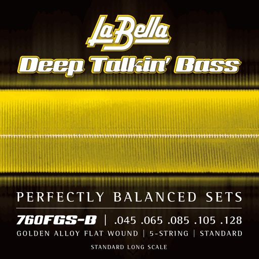 [760FGS-B] La Bella Deep Talkin' Bass Gold Flats 760FGS-B | Muta di corde lisce per basso 5 corde, 045-128