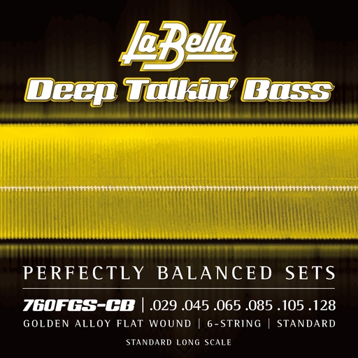 [760FGS-CB] La Bella Deep Talkin' Bass Gold Flats 760FGS-CB | Muta di corde lisce per basso 6 corde, 029-128