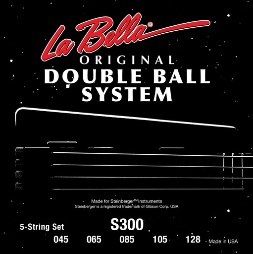 [S300] La Bella Double Ball System S300 | Muta di corde per basso 5 corde, 045-128, doppio pallino
