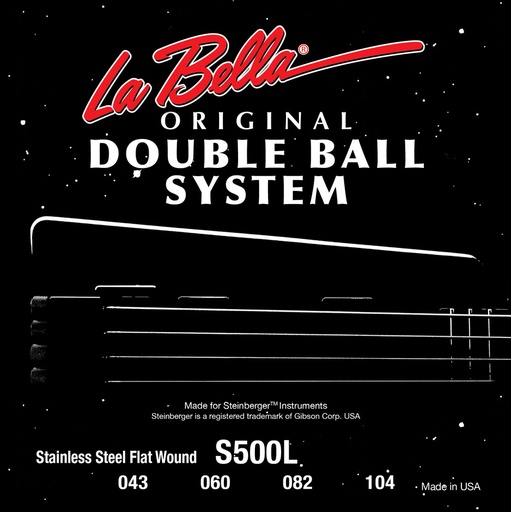 [S500L] La Bella Double Ball System S500L | Muta di corde per basso 4 corde, 043-104, doppio pallino