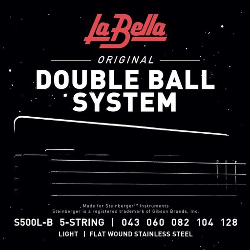 [S500L-B] La Bella Double Ball System S500L-B | Muta di corde per basso 5 corde, 043-128, doppio pallino
