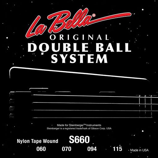 [S660] La Bella Double Ball System S660 | Muta di corde per basso 4 corde, 060-115, doppio pallino