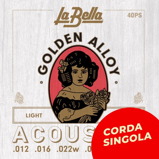 Corda singola La Bella per chitarra acustica, modello 40PS Golden Alloy