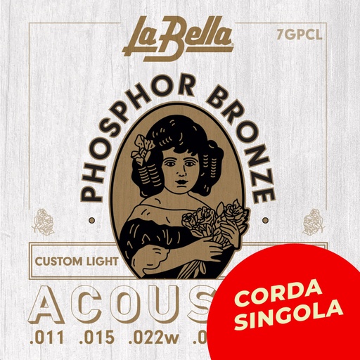 Corda singola La Bella per chitarra acustica, modello 7GPCL Phosphor Bronze