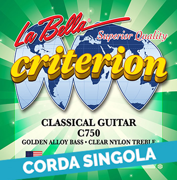Corda singola La Bella per chitarra classica, modello C750 Criterion