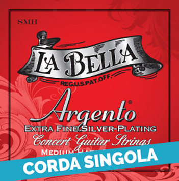 Corda singola La Bella per chitarra classica, modello SMH Argento